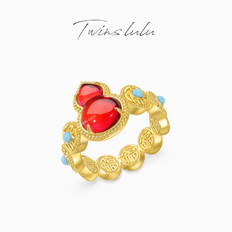 TWINS LULU【福禄红韵】新年款高级简约新中式葫芦戒指TSS6806