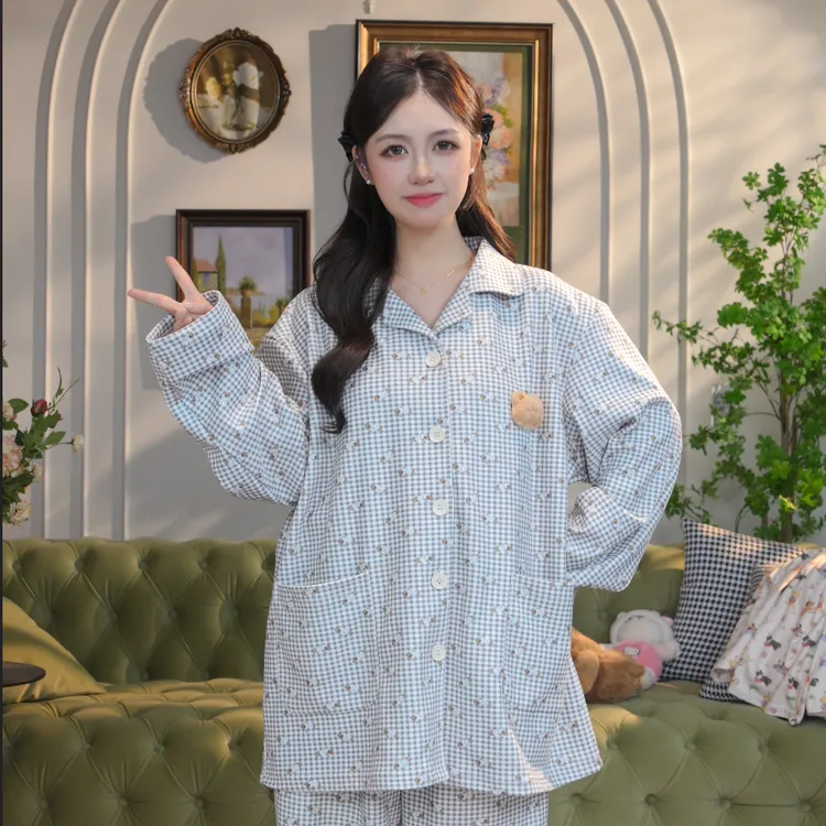 秋冬含绵羊毛桑蚕丝绒睡衣女中等加厚保暖家居服大码胖m200斤套装