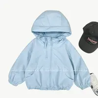 【小首尔】现货-男童秋季韩版冲锋衣宽松工装风纯色连帽外套HBB6834