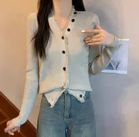 329 韩系不规则设计款休闲显瘦毛衣开衫（J015）