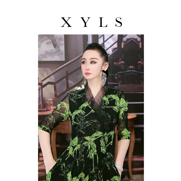 女装连衣裙弹力印花T006799-1