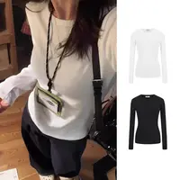 Moses Queen/魔西女王韩系时髦修身显瘦秋季圆领长袖T恤打底衫女