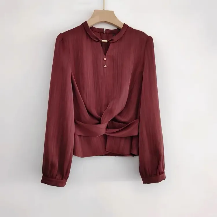 0261新款女时尚气质知性干练优雅显瘦百搭减龄撞色小衫