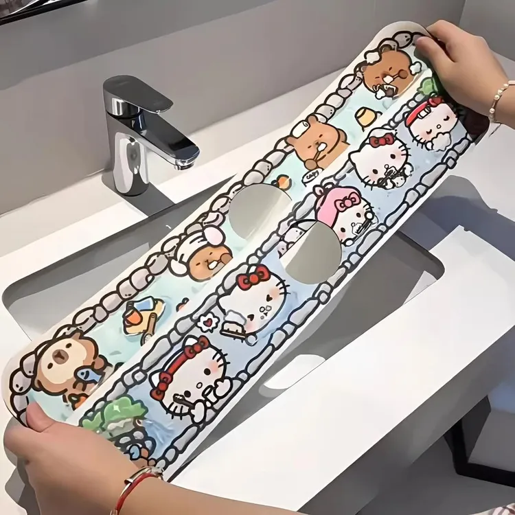 小新卡通卫生间洗手台吸水垫台面厨房水龙头沥水垫窄款硅藻泥杯垫