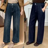 臀大女生适合的裤子秋季裤子牛仔直筒裤