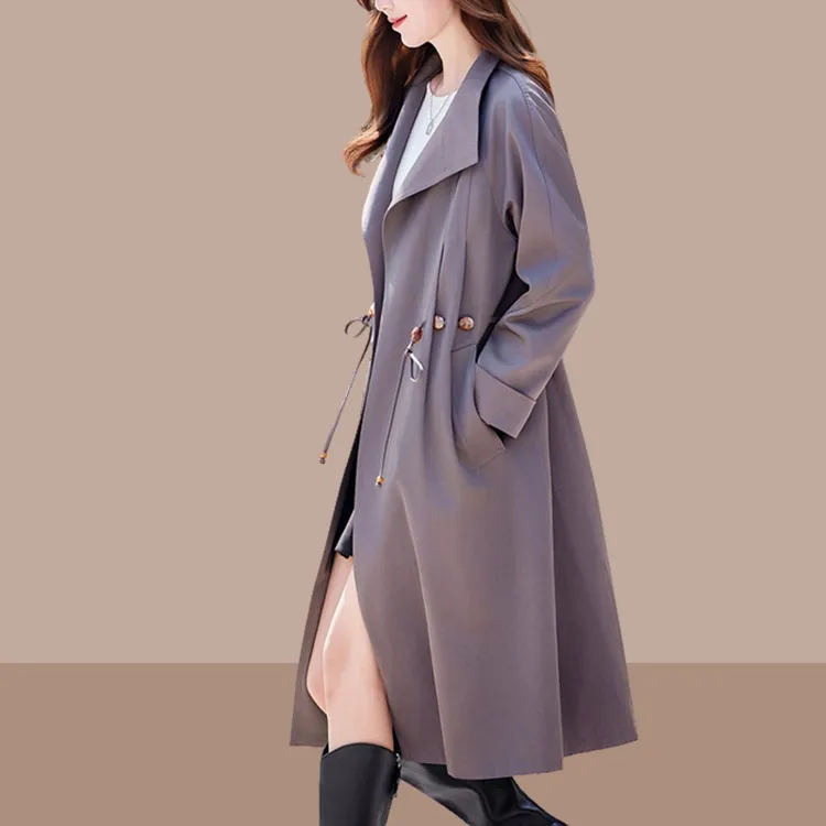 纯简中长款风衣外套女2025春秋季新款休闲宽松高端大气上档次上衣
