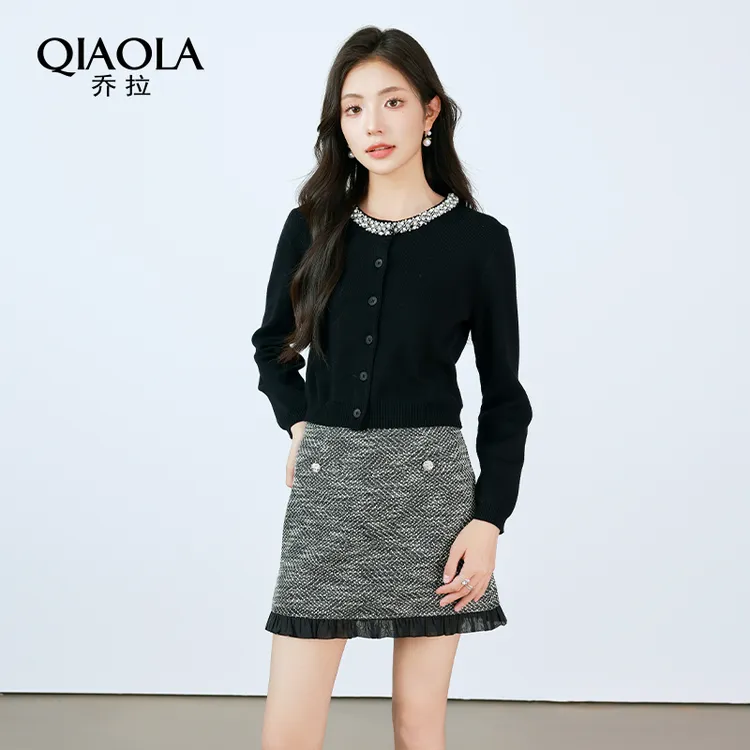 QIAOLA/乔拉【巴黎悦音】秋季毛织珍珠领小香风轻奢减龄A版套装预售