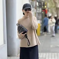 东伦敦%23桑蚕丝%77羊绒A字型半高领针织衫秋冬毛衣