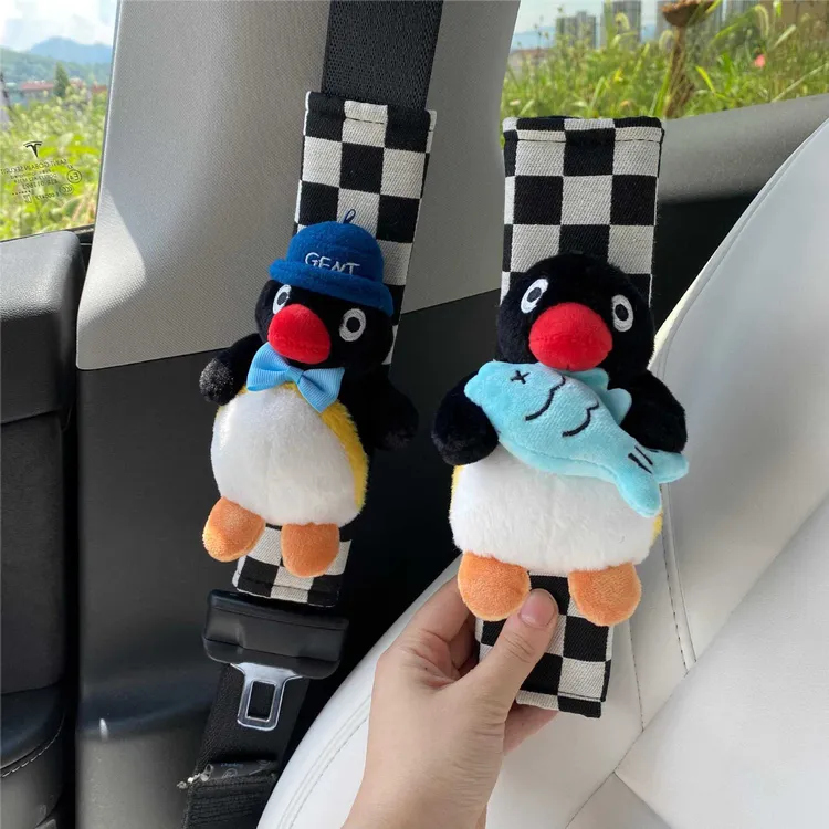 Pin g汽车安全带护肩套可爱小企鹅车载装饰护肩套情侣饰品