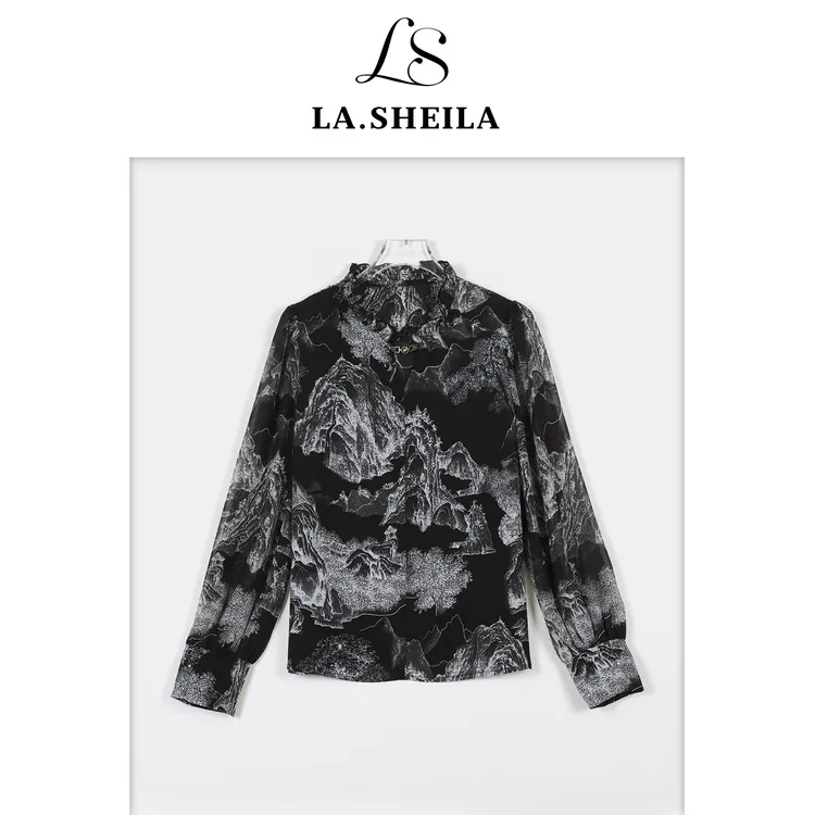 LA.Sheila“千里江山图”花苞领山水画衬衫253-CS/0829-5500601