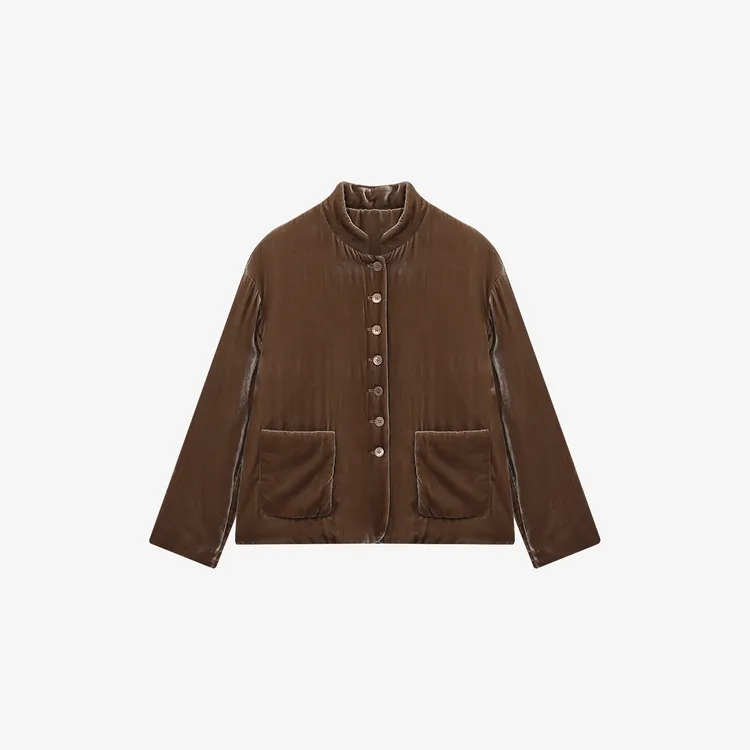 【填充绵羊毛】休闲复古设计师金丝绒外套---JKK001481【阿邱时尚社】