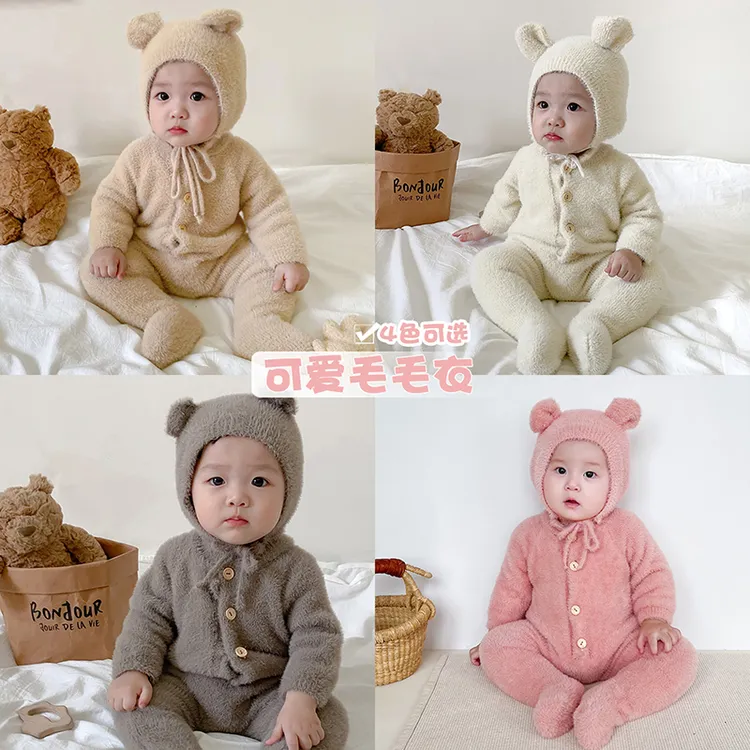 ins春秋装网红新生婴儿衣服童装连体衣宝宝可爱小熊连脚连身哈衣