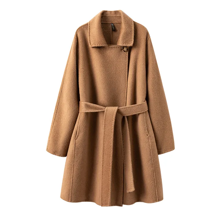 三穿超显瘦100骆驼绒大衣外套女
