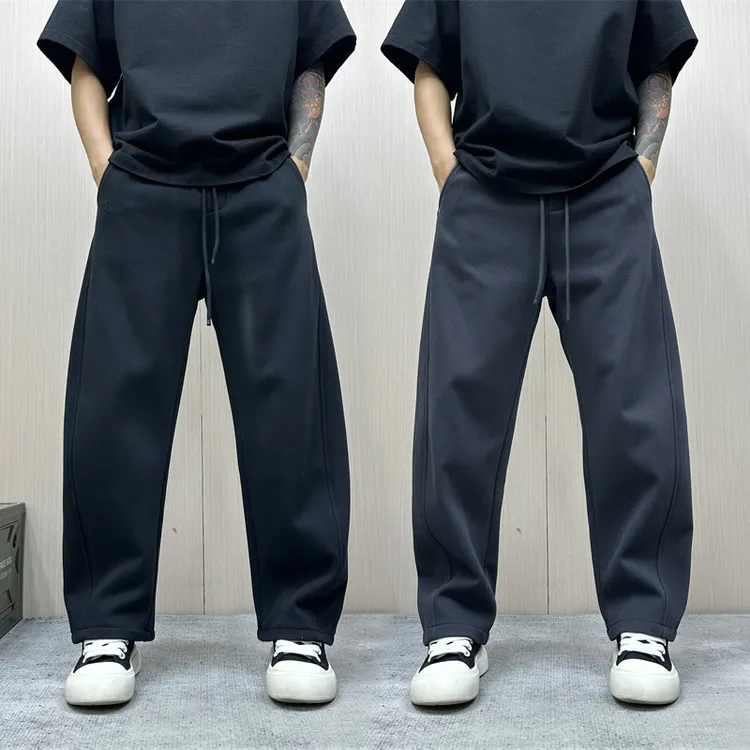 昊Studio冬季男士加绒百搭直筒垂感运动裤纯色宽松爆款时尚休闲裤