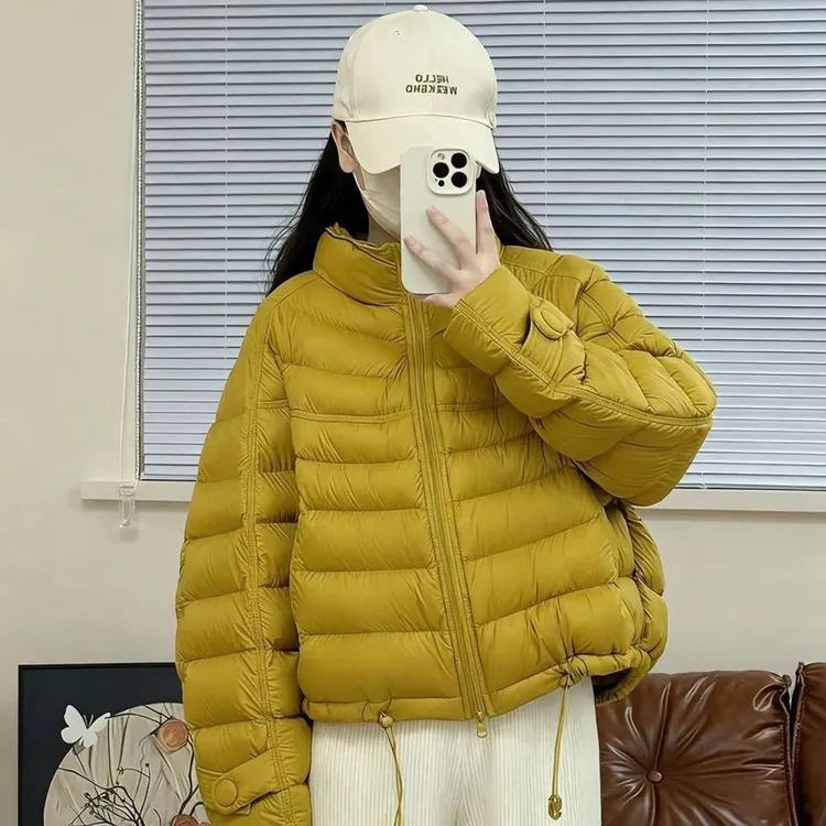 泡芙立领排骨羽绒服女短款2025新款韩版宽松小个子冬季白鸭绒外套