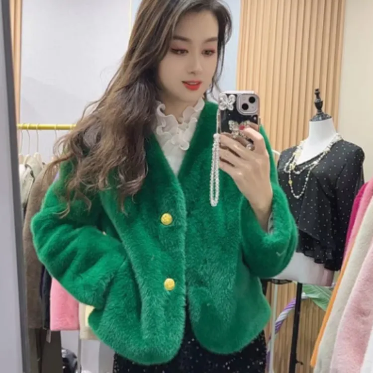 2025春秋新款女装两粒扣V领小香风短外套时尚百搭极简风小开衫ins