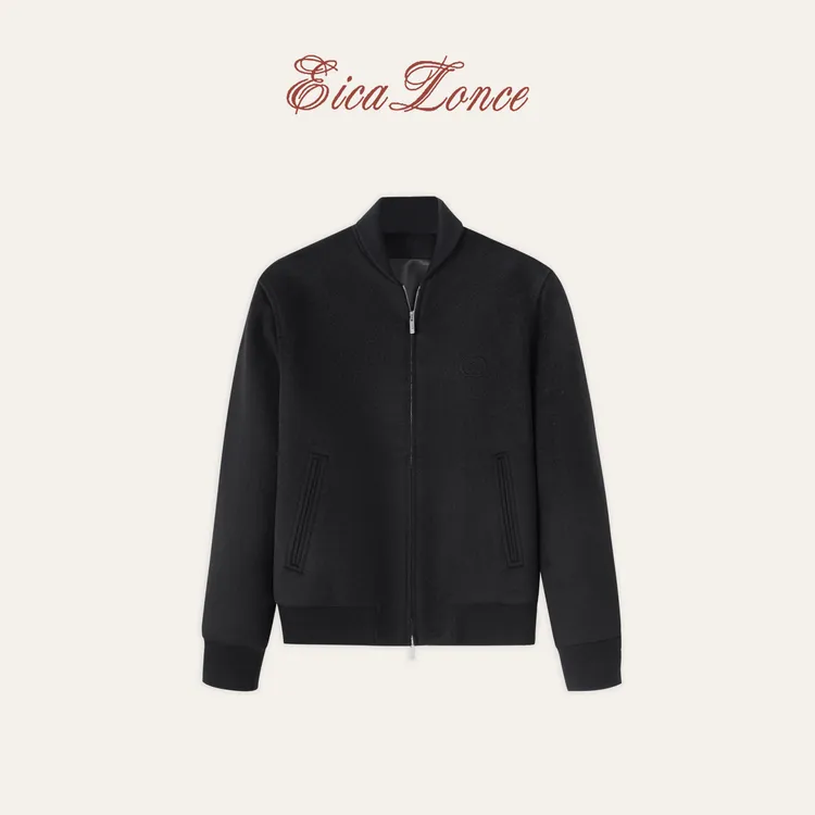 意卡伦萨 CD老钱风100超细美利奴羊毛休闲简约棒球领双面呢夹克