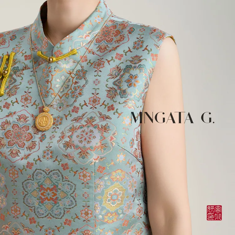 MNGATA G.宫小妍【宋锦·宝相花间梦】夏日新中式中国风马甲5040972