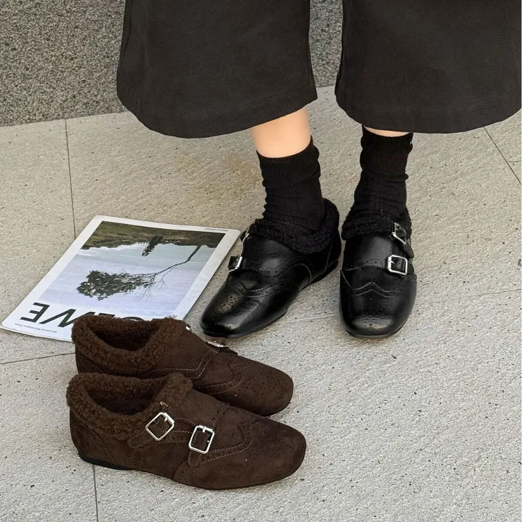 复古布洛克雕花2025新款2cm内增高版加绒保暖冬季软底乐福小皮鞋