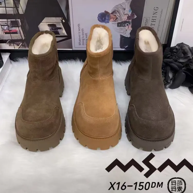16-150玛莎玛索女鞋2025新款厚底增高马丁靴棉鞋大头保暖雪地靴