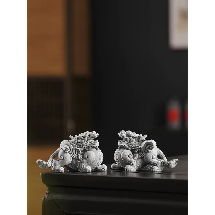 创意招财貔貅手工摆件一对办公室客厅桌面工艺品装饰品送朋友礼物