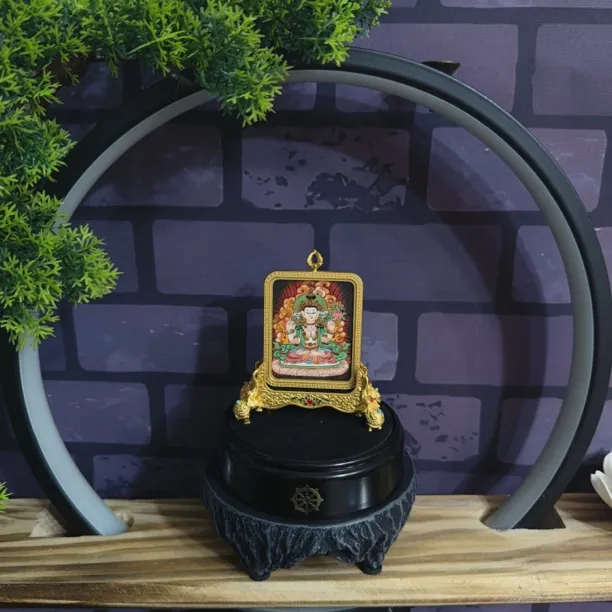 纯手绘黄铜生肖八大守护唐卡吊坠项链