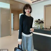 HJ家慕斯绒蕾丝打底衫9138
