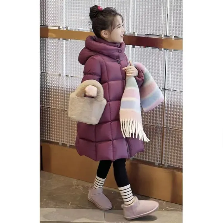 女童羽绒服2024新款洋气女孩超好看长款连帽女大童冬季儿