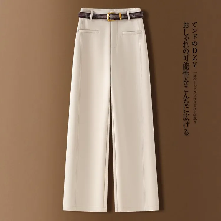 高腰显瘦百搭毛呢直筒裤女秋冬季新款洋气时尚宽松垂感休闲阔腿裤