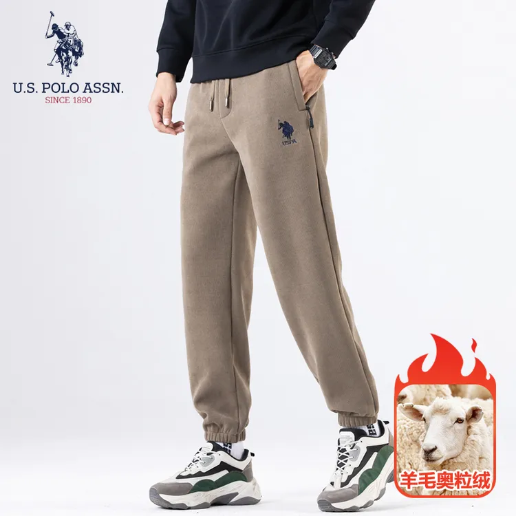U.S. POLO ASSN.新款男款加绒裤子秋冬保暖柔软亲肤百搭直筒长裤