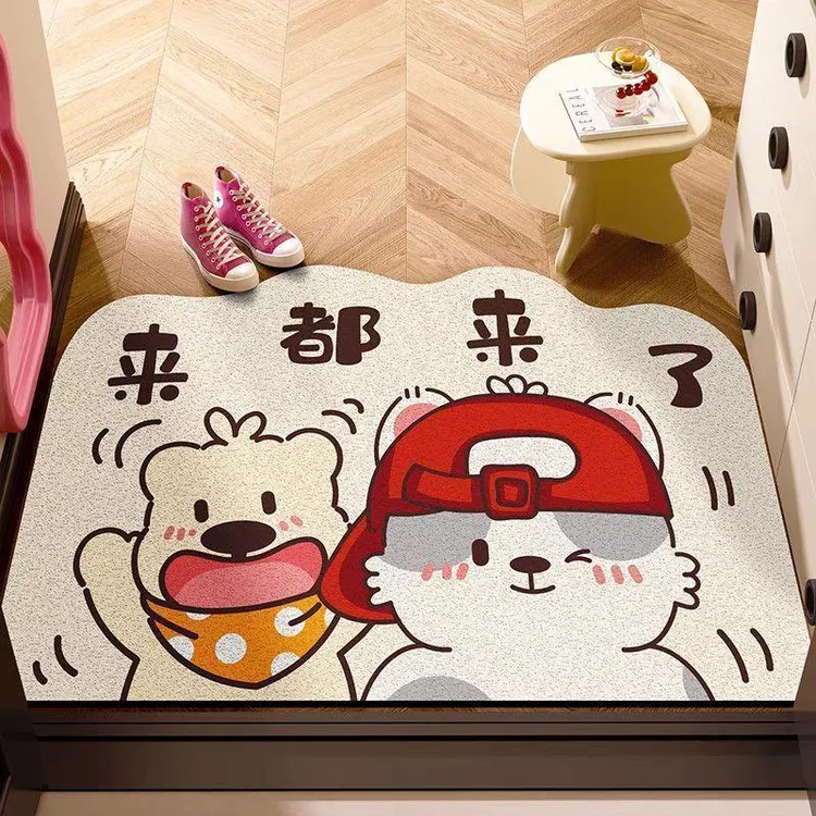 趣味卡通西高地水晶绒玄关入户门口地垫卧室厨房浴室耐磨耐脏地垫