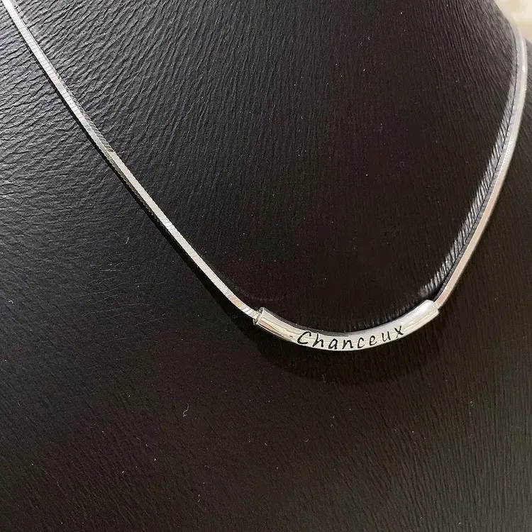 坠链均925银 几何弯管 法语幸运项链女韩国ins时尚轻奢送闺蜜礼物