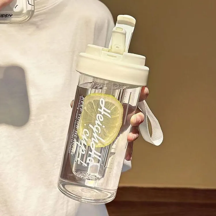 （新疆包邮）带茶隔带吸管的的高颜值吸管杯花茶水杯便携吸管塑料