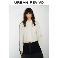 【HOT】UR2025秋季新款女装竖条纹系带长袖开襟衬衫UYY250086