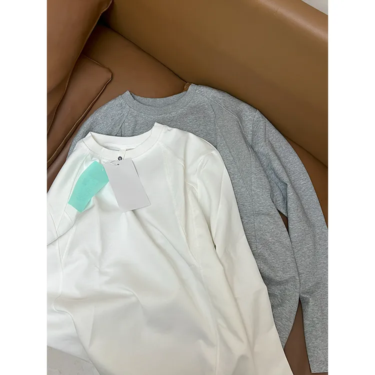 飛魚美式潮流拼接抗皱圆领长袖T恤男中性风情侣百搭打底卫衣上衣