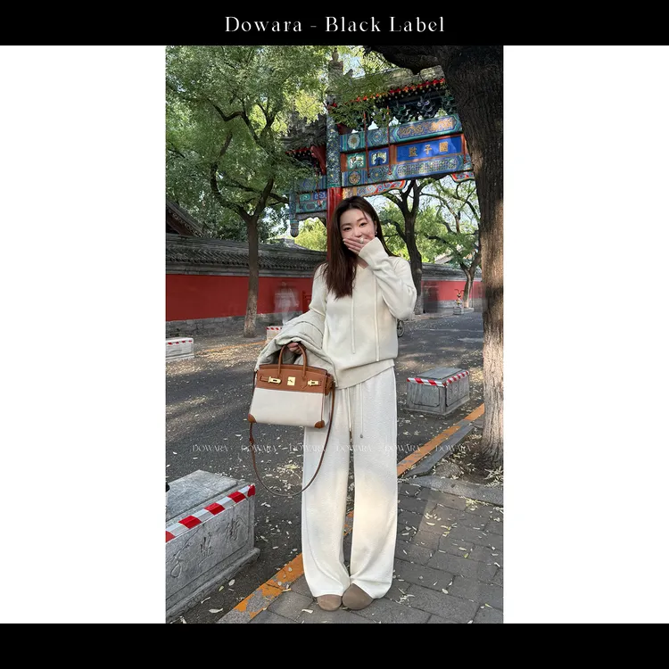 现货大婉酱黑标【云养裤】韩系高腰垂感百搭休闲裤秋保暖长裤2588D