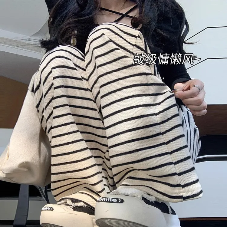 孕妇裤子秋外穿条纹阔腿长裤女2025新款孕期不勒孕妇装秋季套装