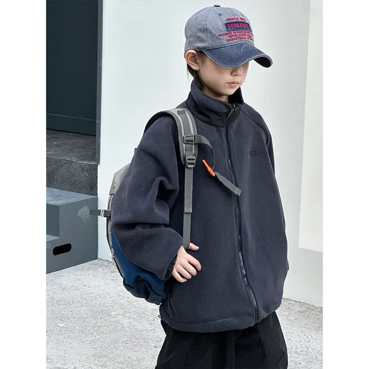 柒号童仓男童摇粒绒外套秋冬款2025新款儿童加厚棉衣韩版保暖内搭