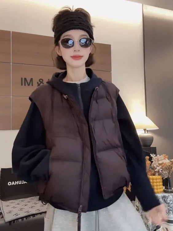 韩系设计感羽绒无袖马夹女2025秋冬新款气质百搭显瘦羽绒坎肩女潮