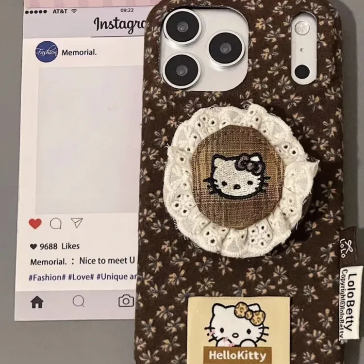 磁吸绒布小碎花蕾丝花kitty适用iphone17promax苹果16手机壳15女