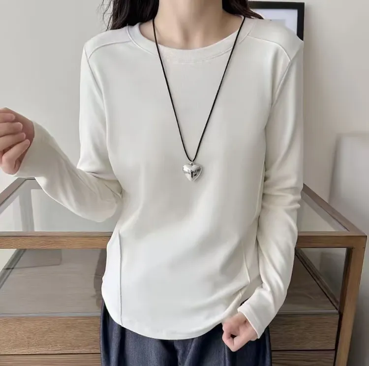 秋冬升级款鱼骨磨毛女打底衫春秋韩版纯色卫衣ins糯米绒打底显瘦