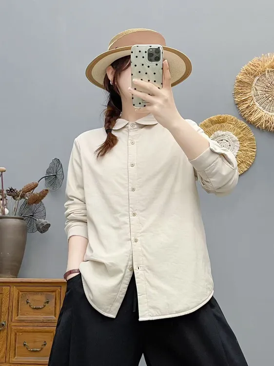 简约风高品质肌理感轻薄夹棉衬衫百搭显瘦衬衣外套女
