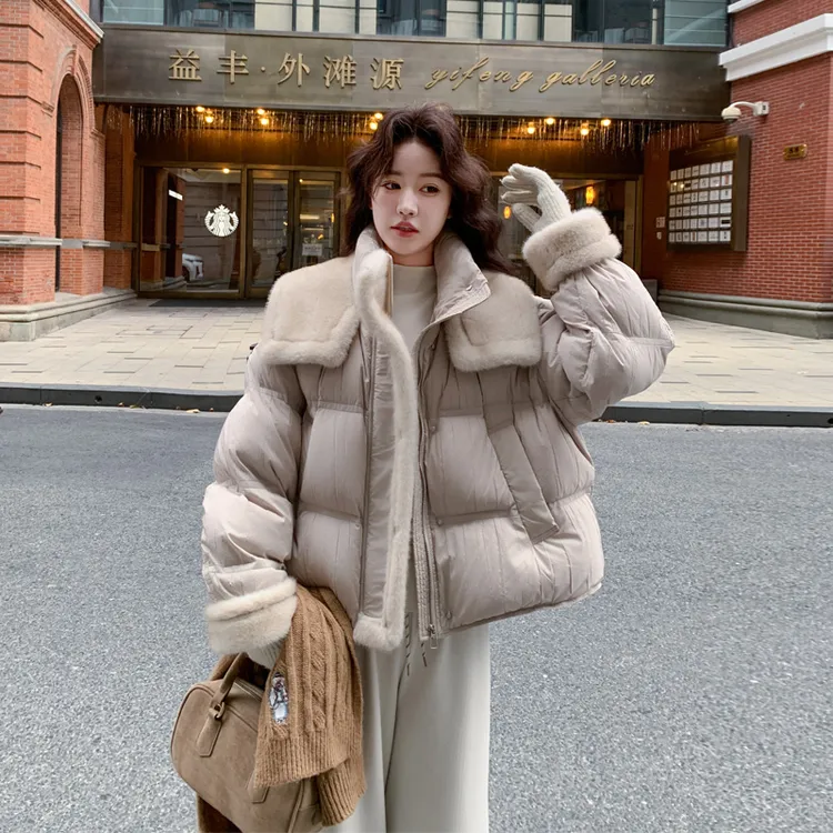 韩版保暖90白鸭绒羽绒服2025冬季新款小众氛围感ins风加厚面包服