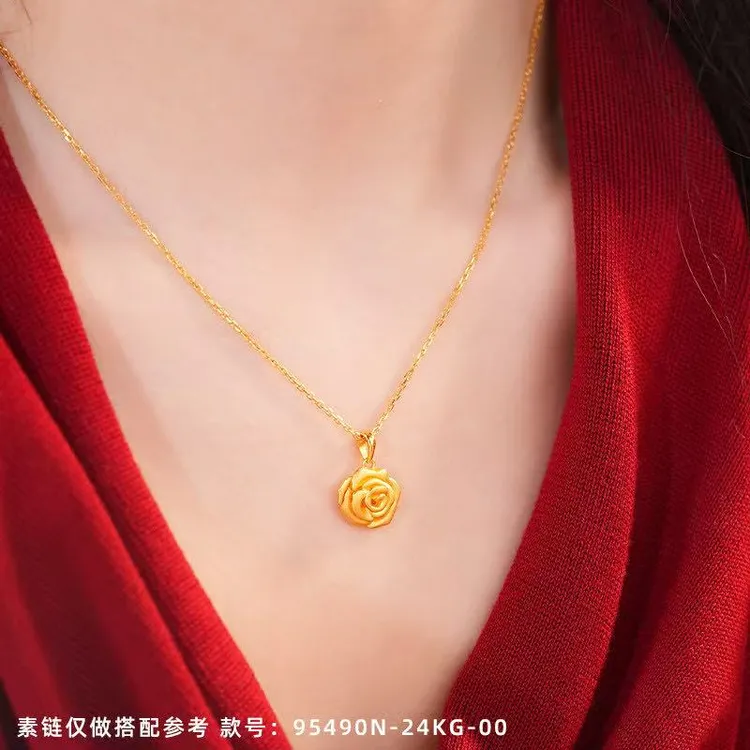周生生足金Essence永系列玫瑰花吊坠78715P计价黄金珠宝女款首饰