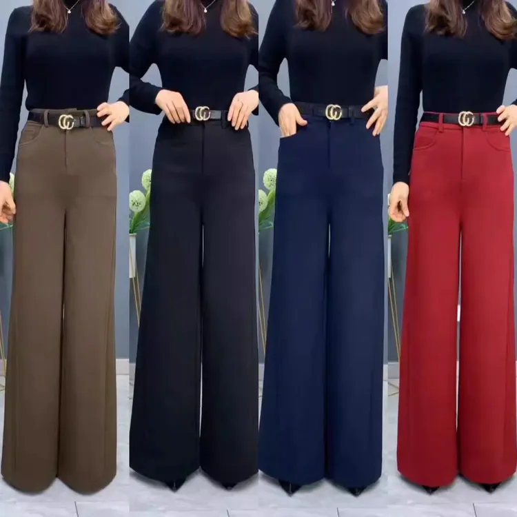 965#女士秋冬新款时尚显瘦百搭筒喇阔腿裤休闲气质高腰直筒垂感