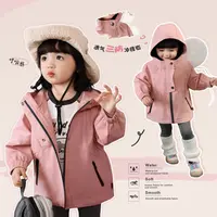 小o爸女婴童 宝宝冲锋衣女洋气户外连帽婴儿防水外套-BH516025