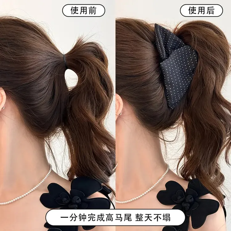 法式高马尾三角抓夹女高级感2025新款赫本风鲨鱼夹后脑勺发饰