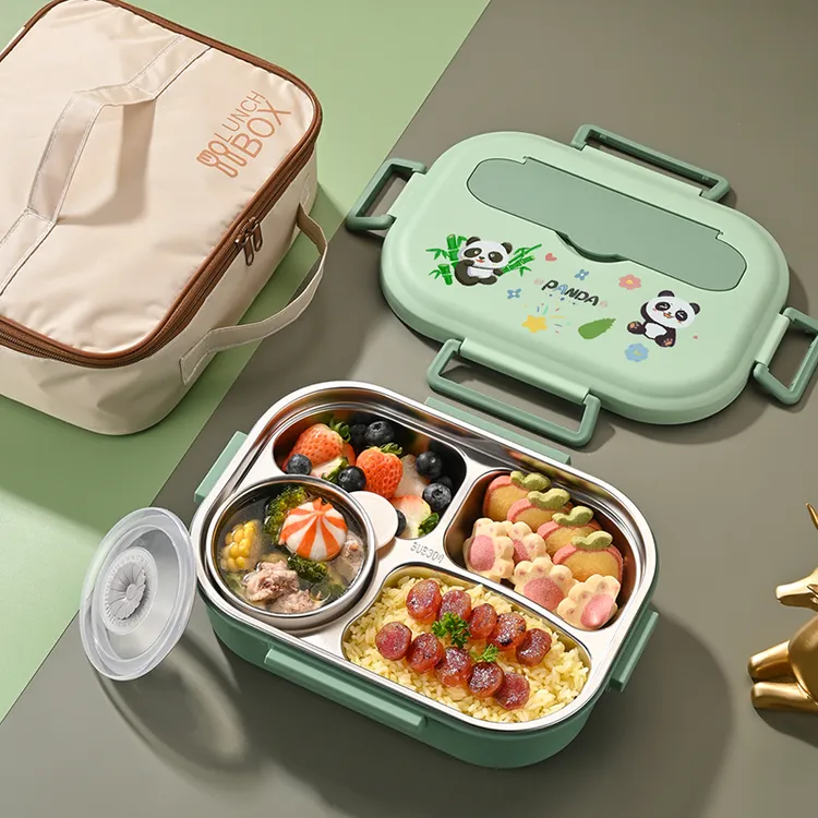 304食品接触不锈钢法式保温饭盒食堂学生餐盒打饭可爱上班便当盒