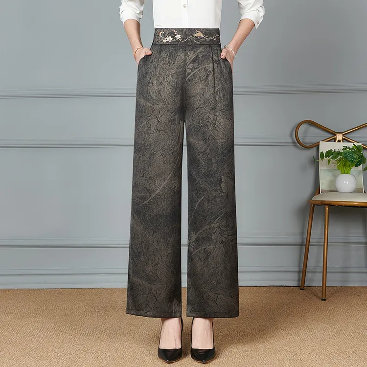 夏季中老年女装气质洋气妈妈装母亲夏装薄款九分裤时尚休闲直筒裤