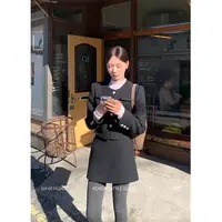 DH OFFICIAL 大花【仁川画廊 gallery】韩系暗格纹优雅小香蝴蝶套装